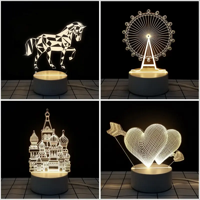 LED Custom Photo Creative 3D Illusion Anime Lamparas acrylic Table Desk Lamps Base Christmas Kid's Home Decor Night Lights